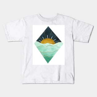 Green and Gold Sunset Kids T-Shirt